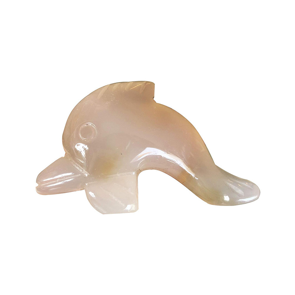 1.5 inch Natural crystal jade dolphin animal carving