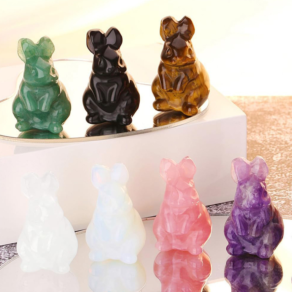 1.5 inch natural crystal Peter Rabbit ornaments carved rabbit