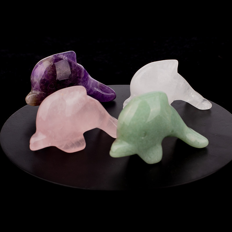1.5 inch Natural crystal jade dolphin animal carving