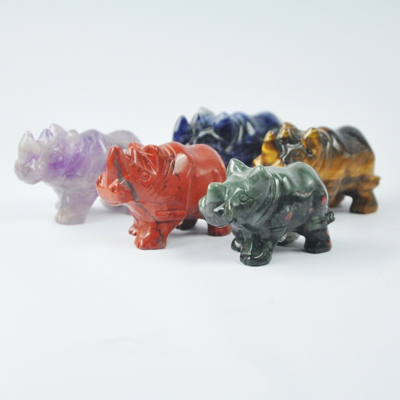 2 Inch Natural Crystal Jade Animal Carving Rhino Carving