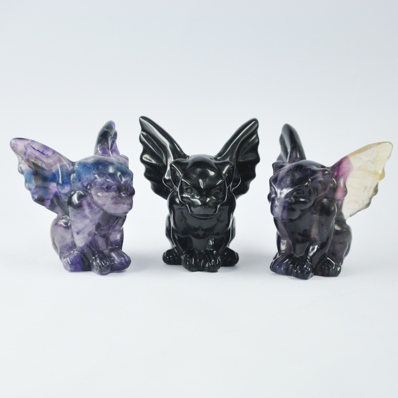 2.5 inch natural fluorite obsidian with wings ogre