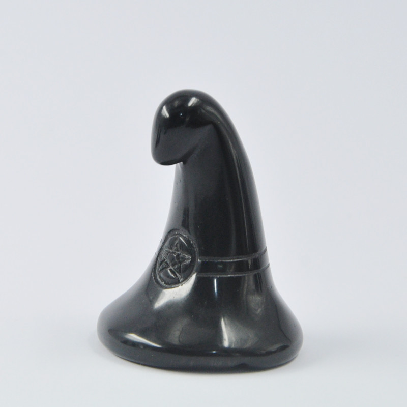 2-inch natural crystal jade carved wizard hat ornaments