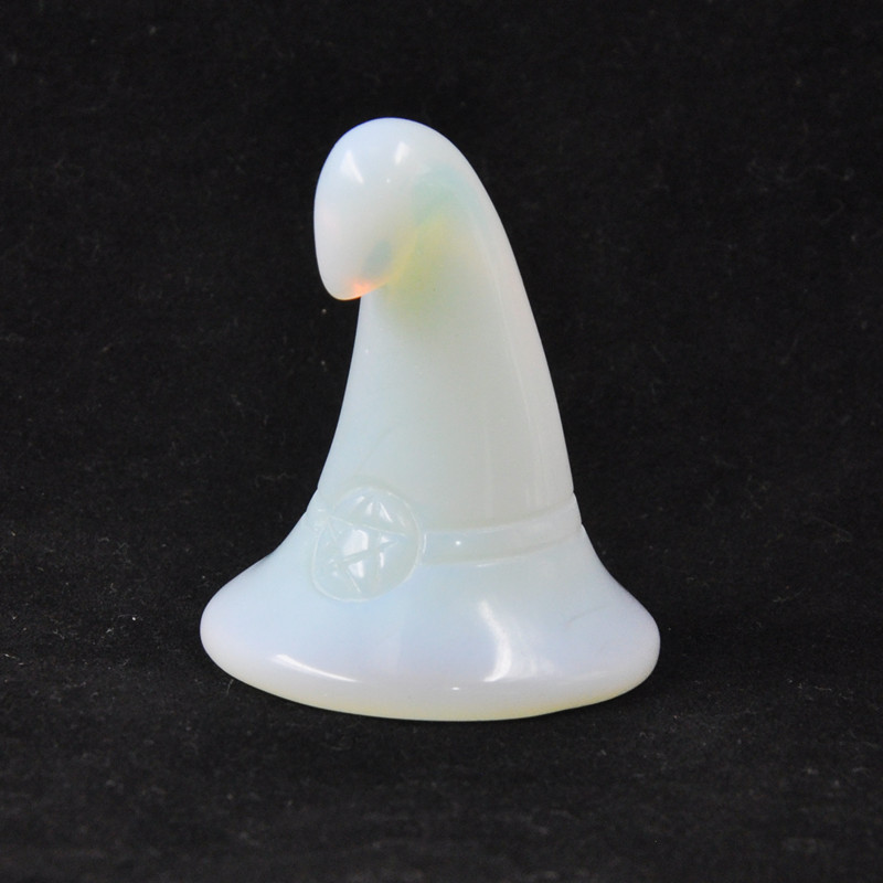 2-inch natural crystal jade carved wizard hat ornaments
