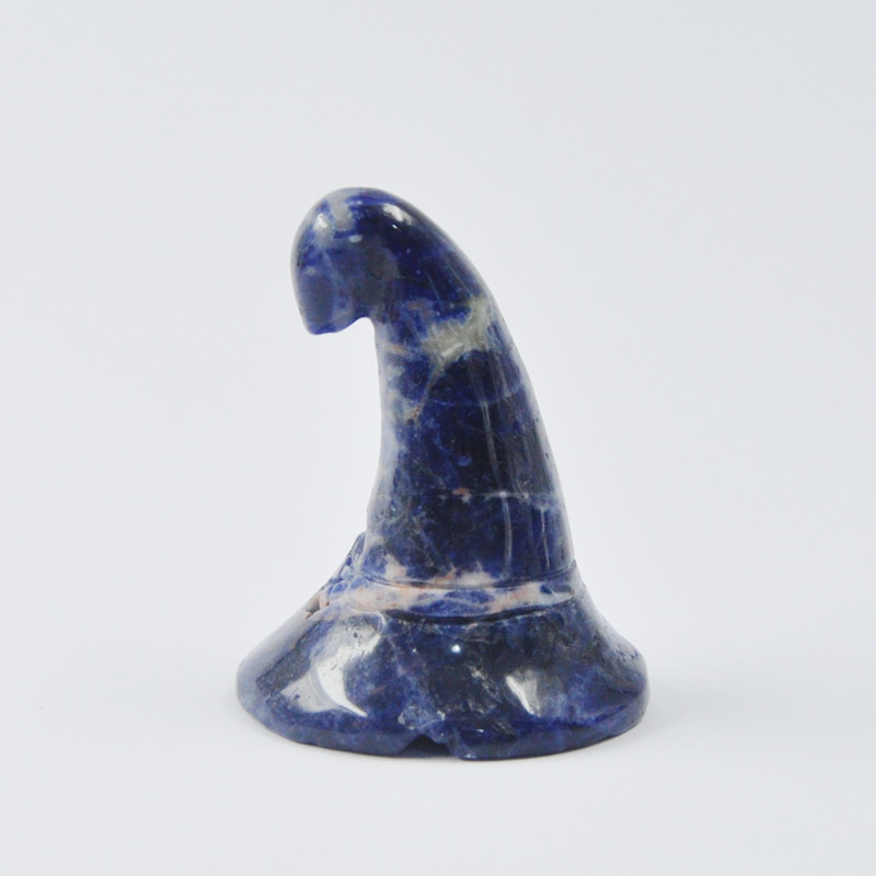 2-inch natural crystal jade carved wizard hat ornaments