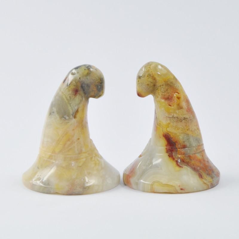 2-inch natural crystal jade carved wizard hat ornaments