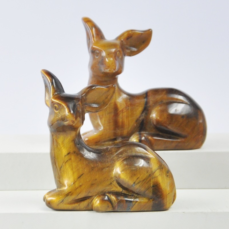 2-inch natural jade sika deer crystal carved ornaments