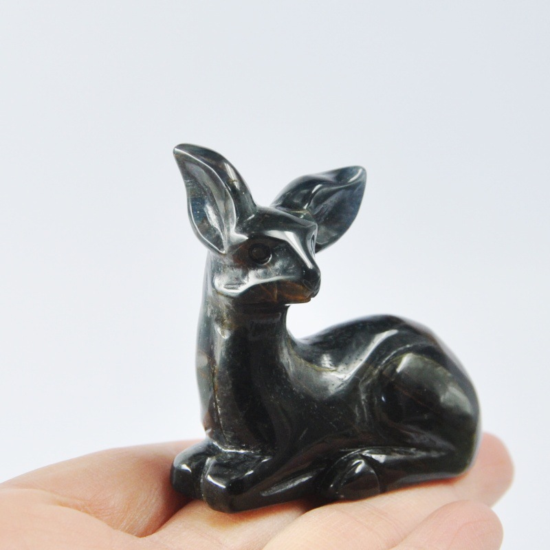 2-inch natural jade sika deer crystal carved ornaments
