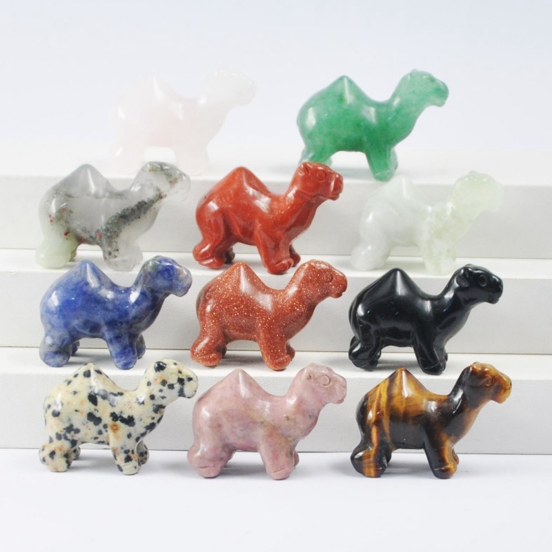 1.2 inch natural crystal jade camel carving ornaments