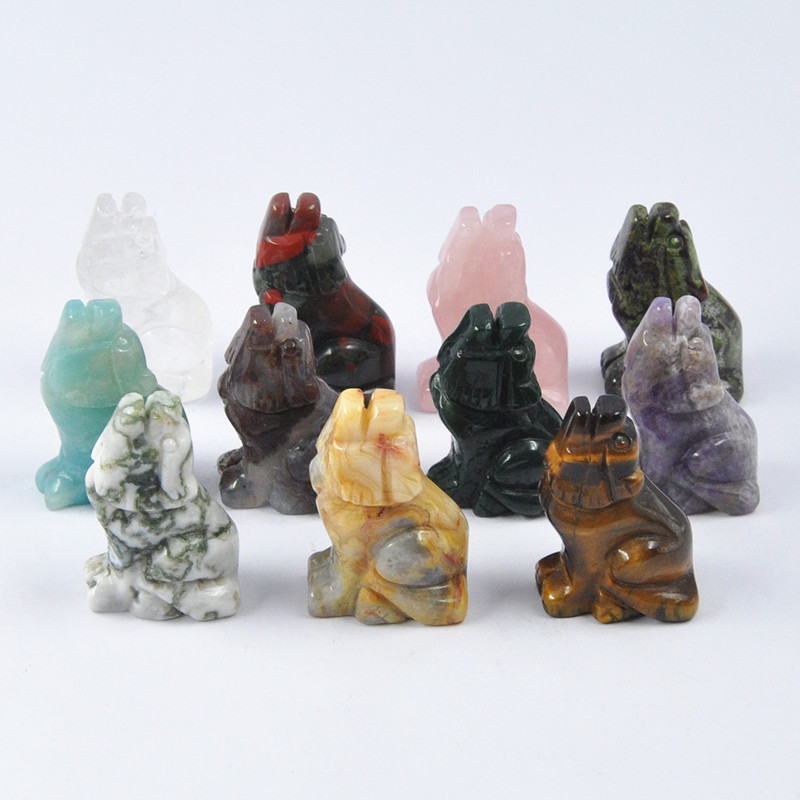 1.5 inch natural crystal jade carving howling wolf ornaments