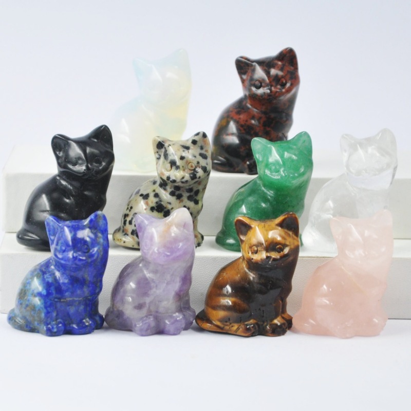 1.2-inch exquisite cat jade carving decorative ornaments