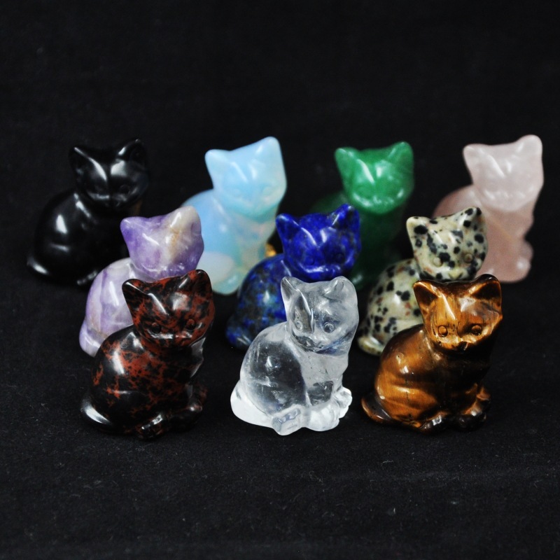 1.2-inch exquisite cat jade carving decorative ornaments