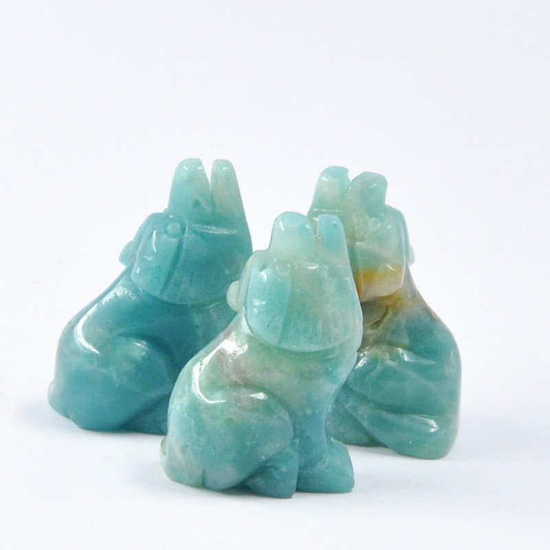 1.5 inch natural crystal jade carving howling wolf ornaments