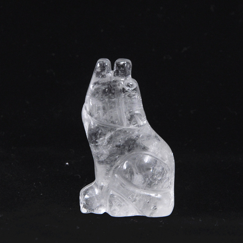 1.5 inch natural crystal jade carving howling wolf ornaments