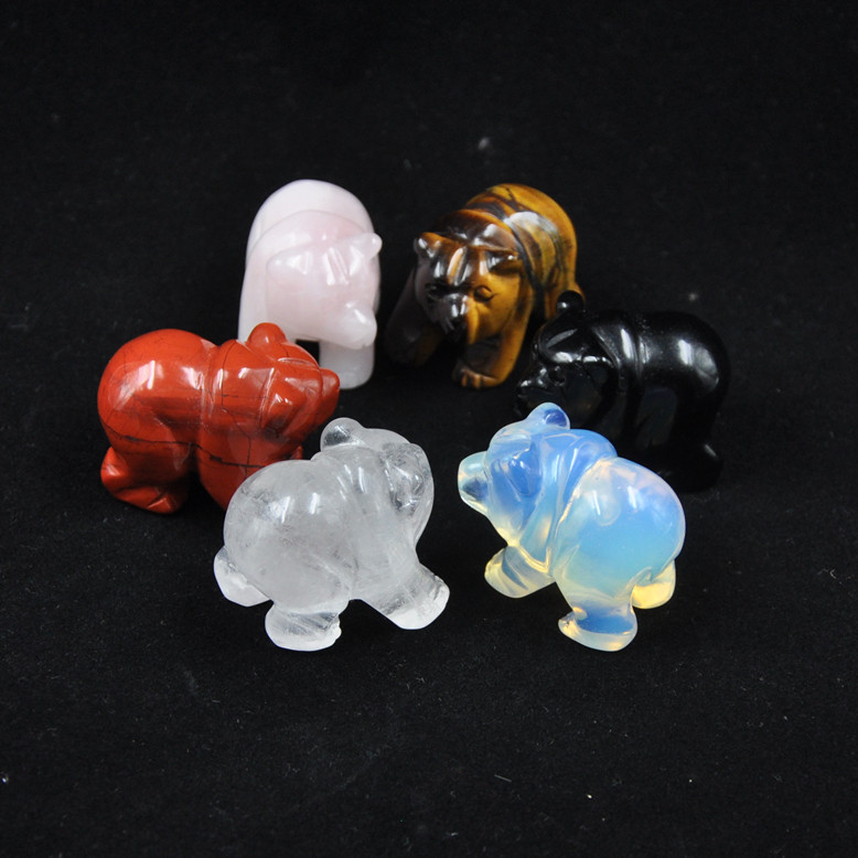 40mm natural crystal jade carving polar bear ornaments