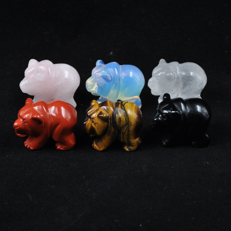 40mm natural crystal jade carving polar bear ornaments