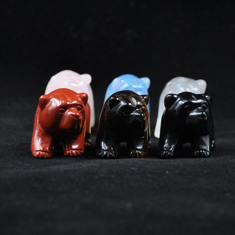 40mm natural crystal jade carving polar bear ornaments