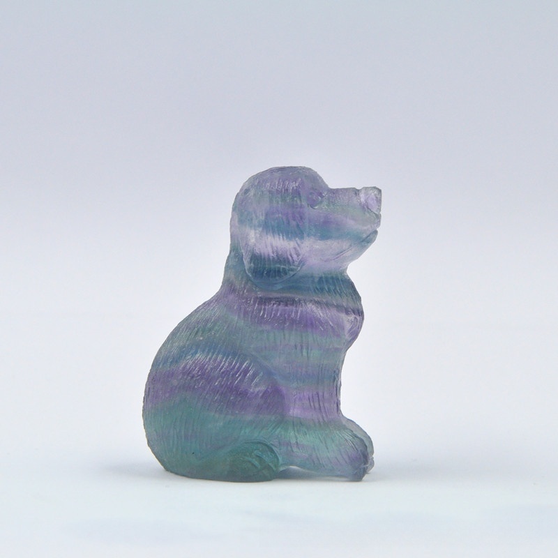 50mm natural crystal jade carving colorful fluorite dog ornaments