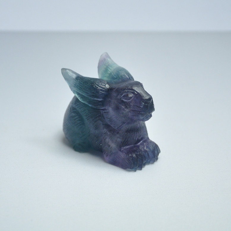 50mm natural crystal jade carving colorful fluorite frosted jade rabbit ornament