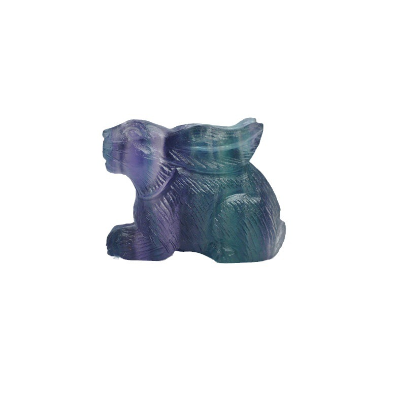 50mm natural crystal jade carving colorful fluorite frosted jade rabbit ornament