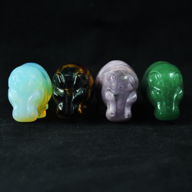 2-inch natural crystal agate carved hippopotamus ornaments