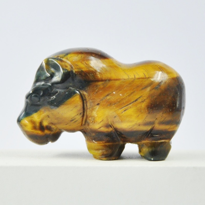 2-inch natural crystal agate carved hippopotamus ornaments