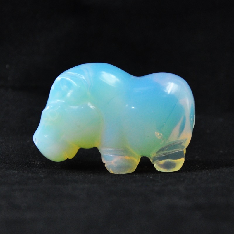 2-inch natural crystal agate carved hippopotamus ornaments