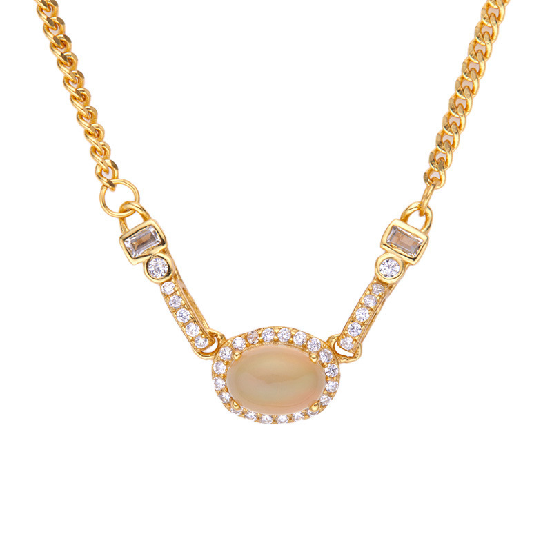 S925 sterling silver necklace with natural opal