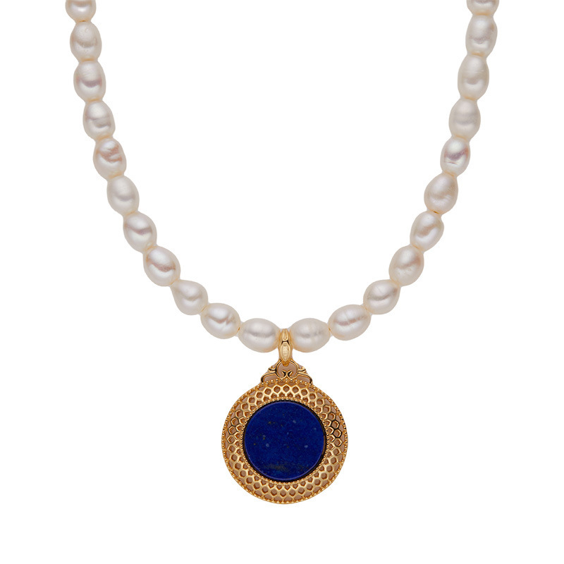 S925 sterling silver natural pearl natural stone jewelry necklace