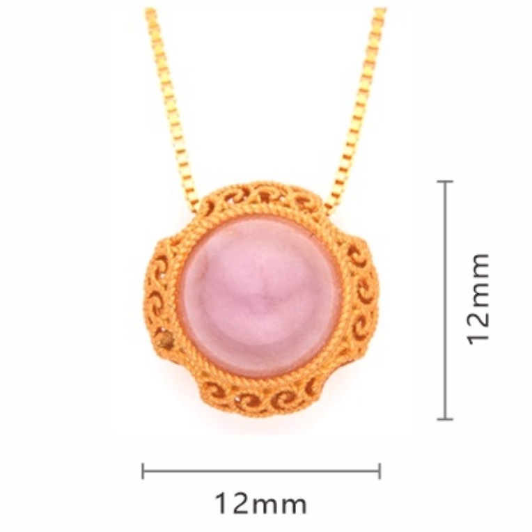S925 sterling silver ancient gold natural purple spodumene sunflower necklace