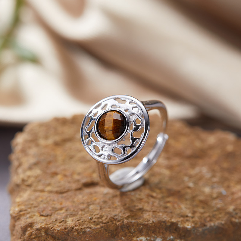 S925 sterling silver natural pearl crystal jade ring