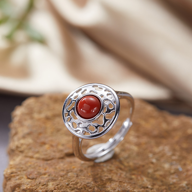 S925 sterling silver natural pearl crystal jade ring