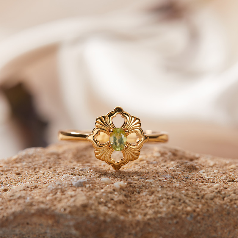 S925 sterling silver natural colored gemstone ring