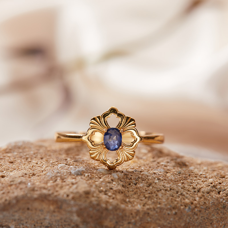 S925 sterling silver natural colored gemstone ring