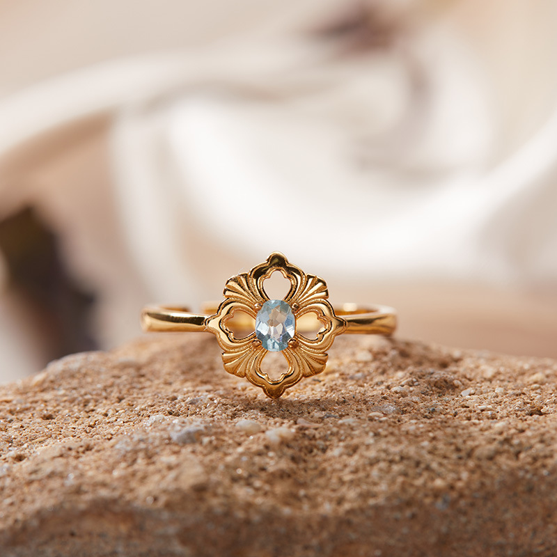 S925 sterling silver natural colored gemstone ring