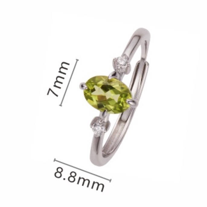 S925 sterling silver natural topaz garnet diopside peridot ring