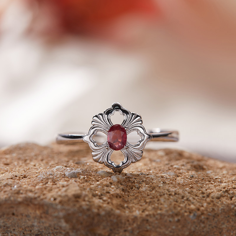S925 sterling silver natural colored gemstone ring