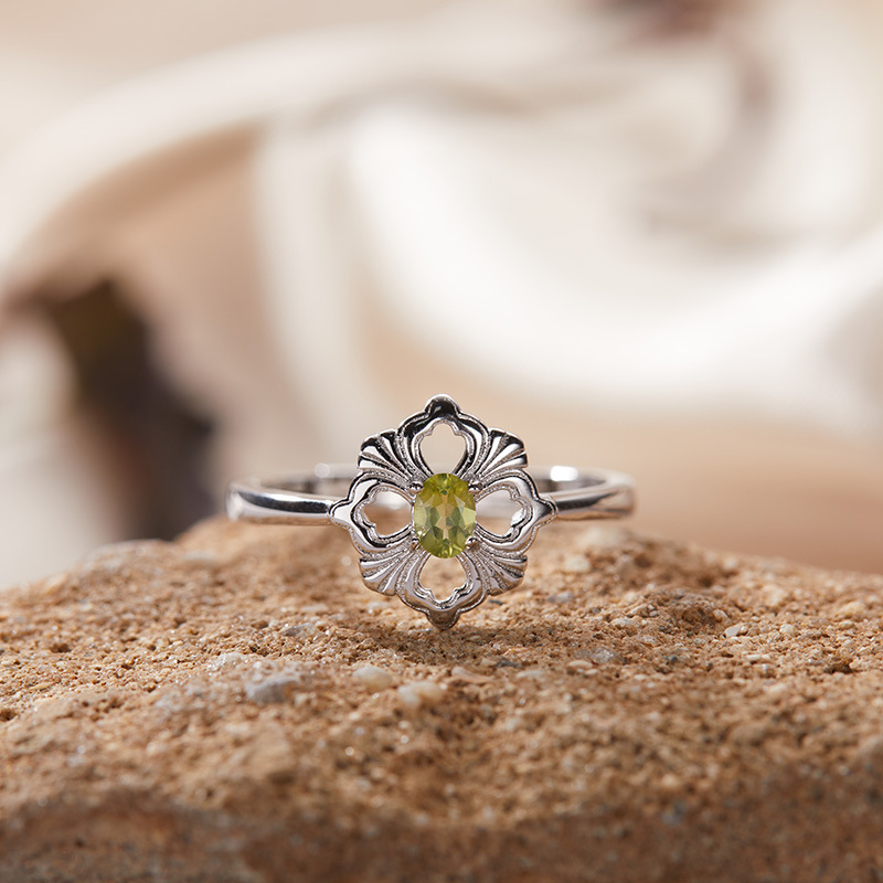 S925 sterling silver natural colored gemstone ring