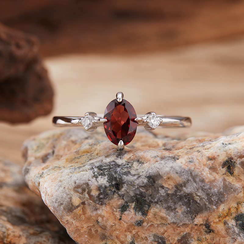 S925 sterling silver natural topaz garnet diopside peridot ring