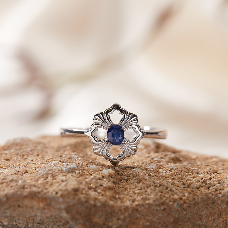 S925 sterling silver natural colored gemstone ring