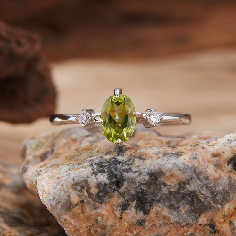 S925 sterling silver natural topaz garnet diopside peridot ring