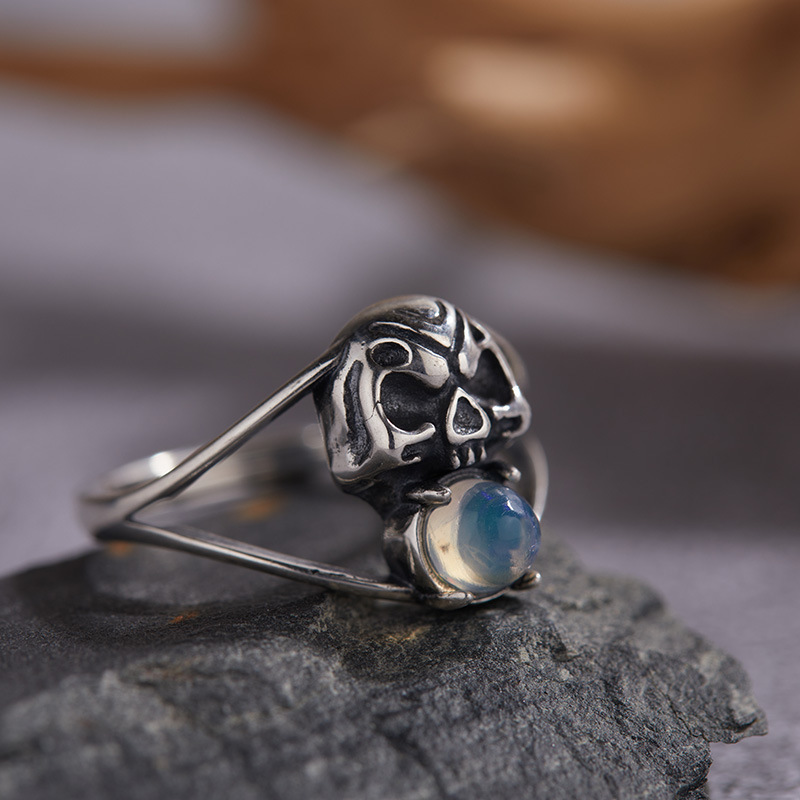 S925 sterling silver opal ring
