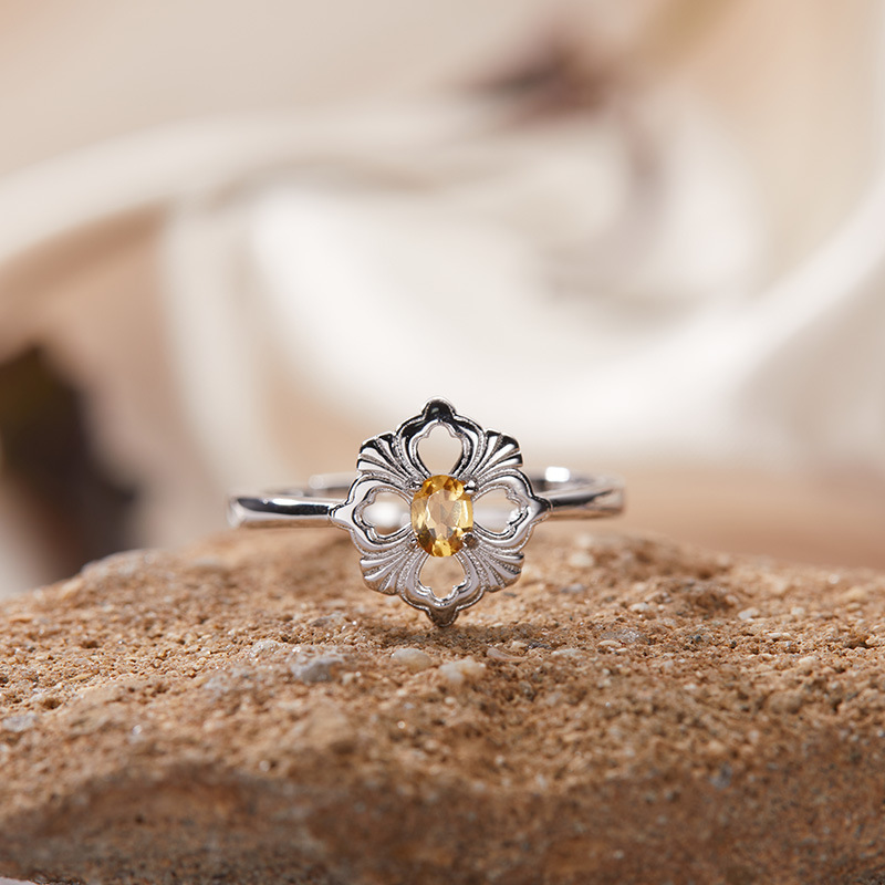 S925 sterling silver natural colored gemstone ring