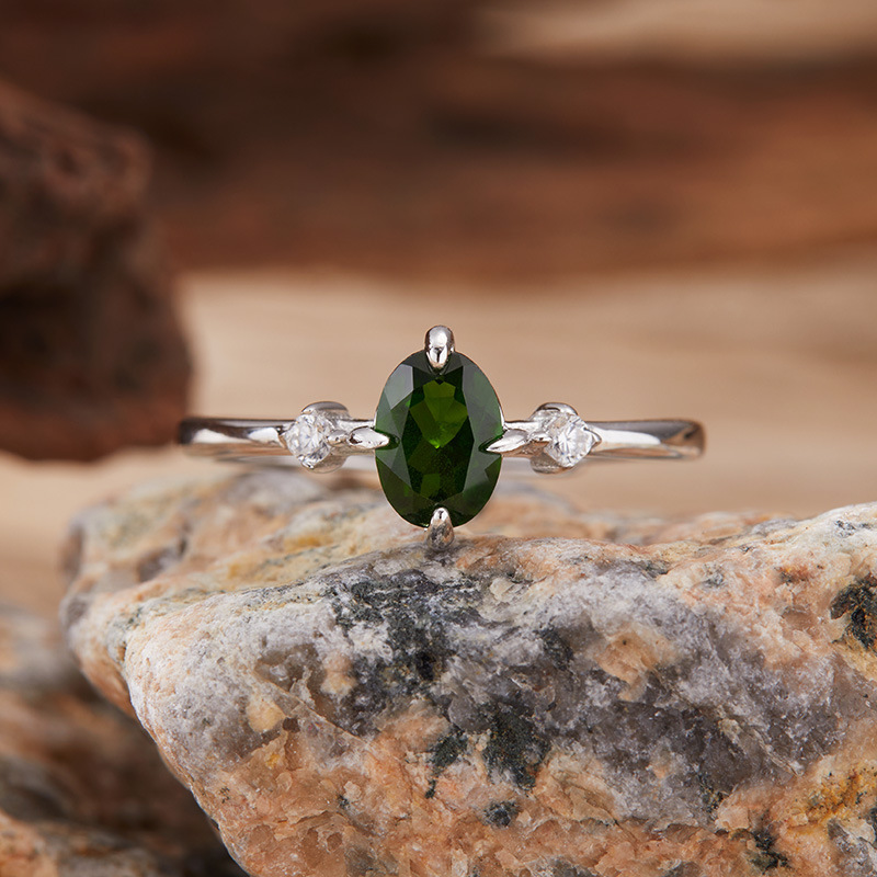 S925 sterling silver natural topaz garnet diopside peridot ring