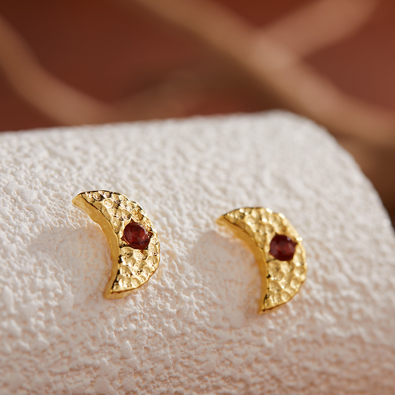 S925 sterling silver inlaid with natural garnet pearl earrings