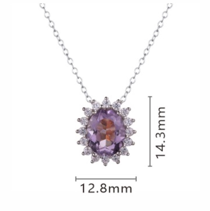 S925 sterling silver necklace with natural topaz, citrine and garnet