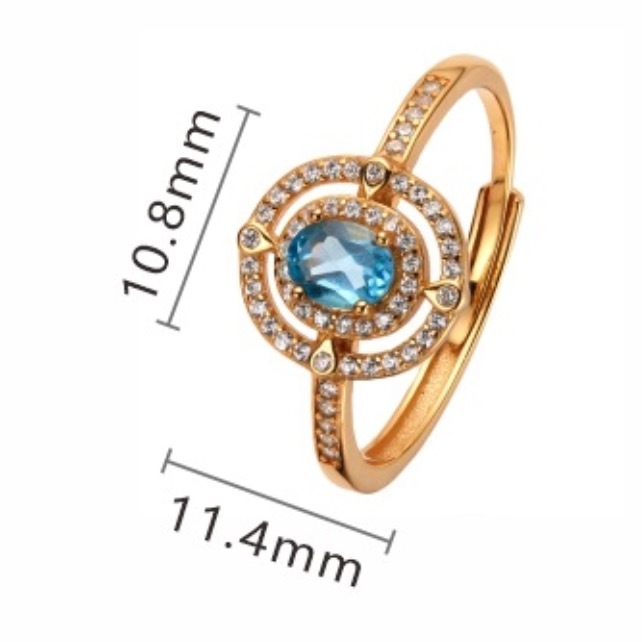 S925 sterling silver inlaid with natural crystal gem ring