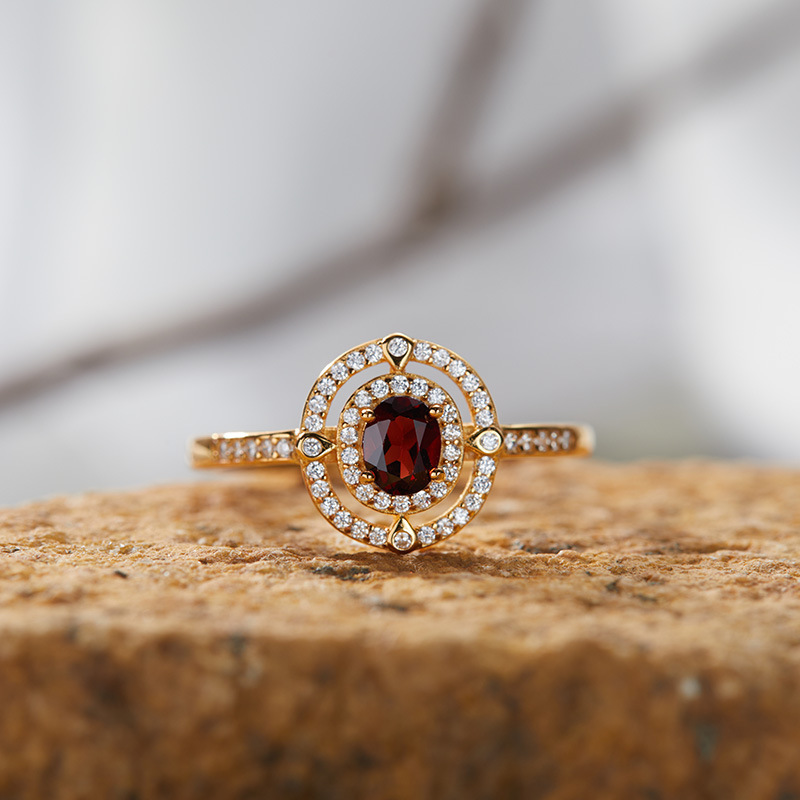 S925 sterling silver inlaid with natural crystal gem ring