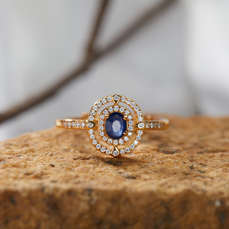 S925 sterling silver inlaid with natural crystal gem ring