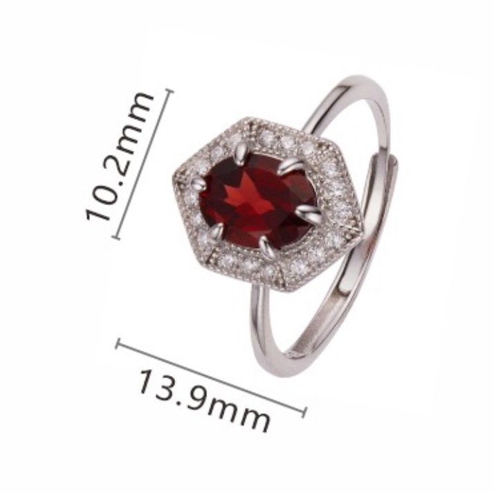 S925 sterling silver inlaid with natural crystal gem ring