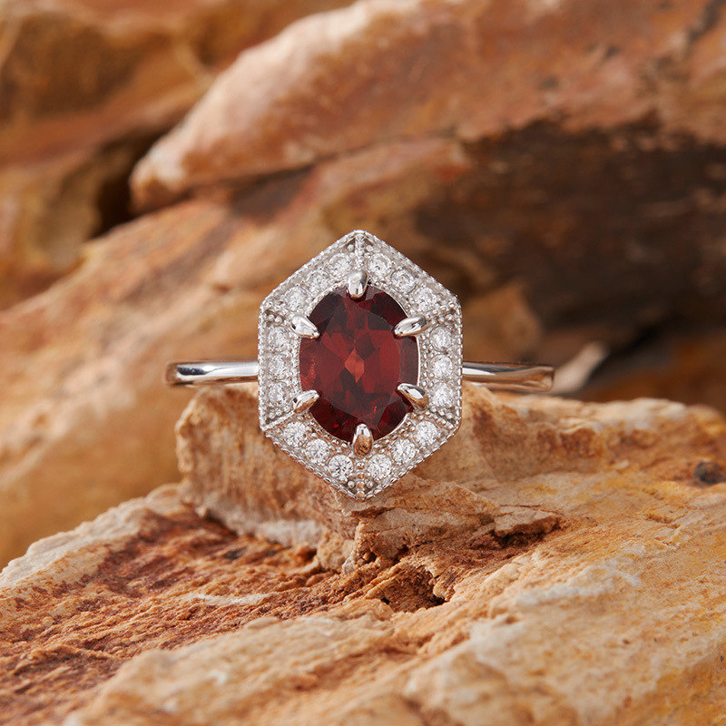 S925 sterling silver inlaid with natural crystal gem ring